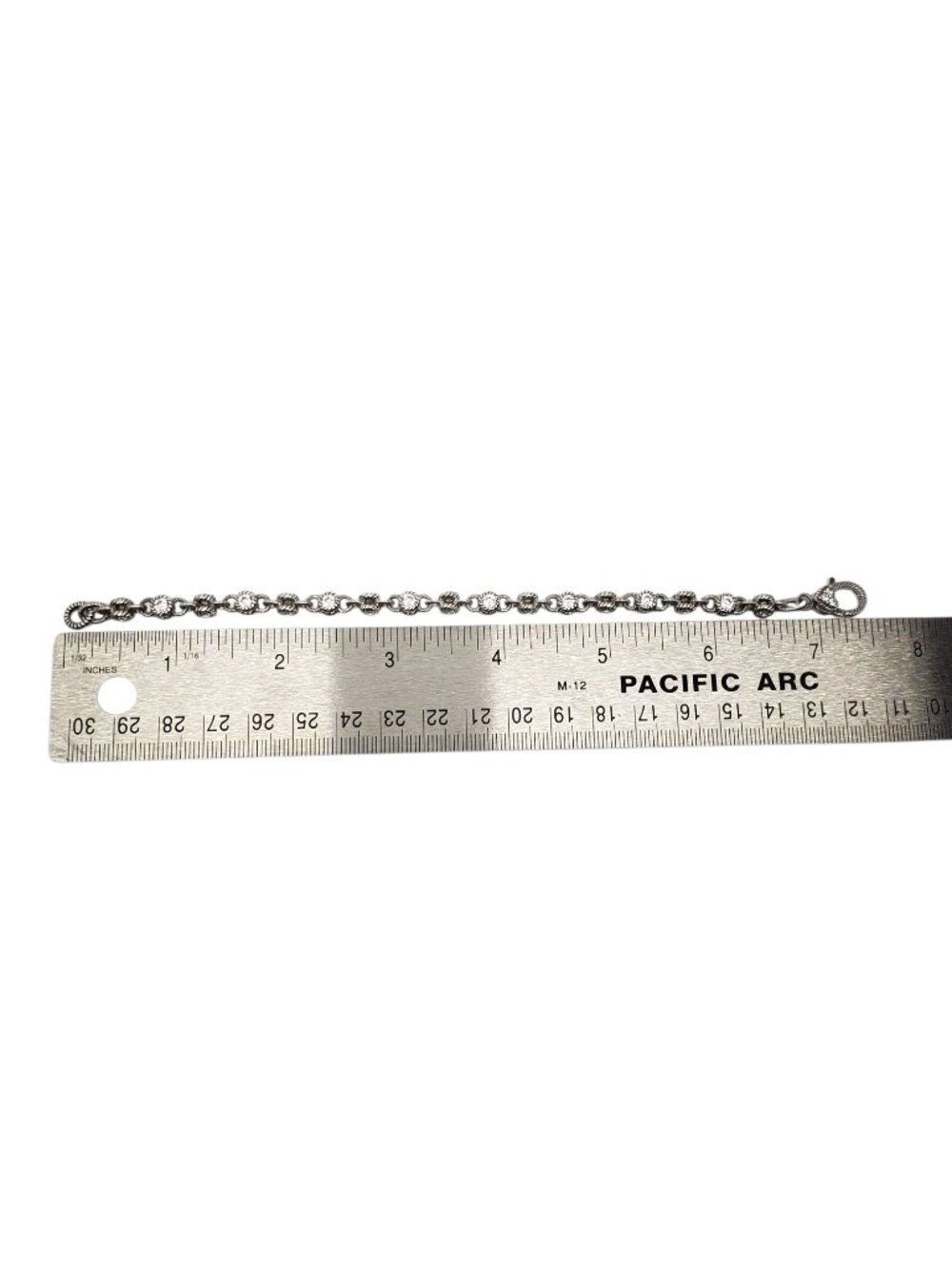 Judith Ripka Sterling Silver CZ Station Link Bracelet #23869 - Picture 8 of 9